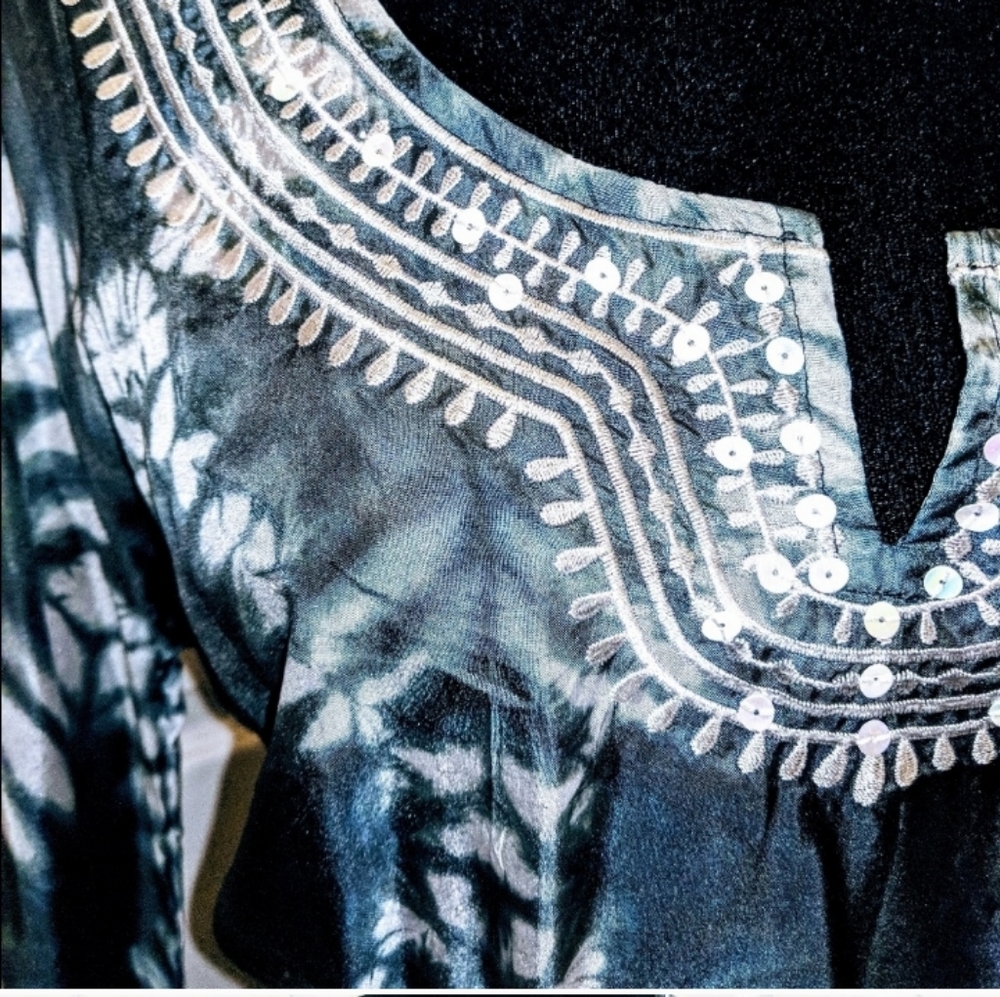 SILK Tie-Dye Print Tunic Top NWOT - Picture 10 of 11